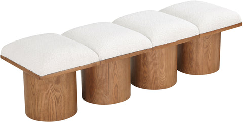 Louie Cream Boucle Fabric Bench A