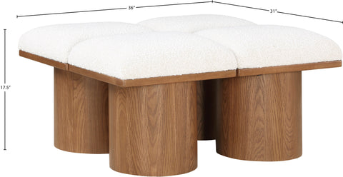 Celine Cream Boucle Fabric Upholstered Bench, 4-Piece (Style 11)