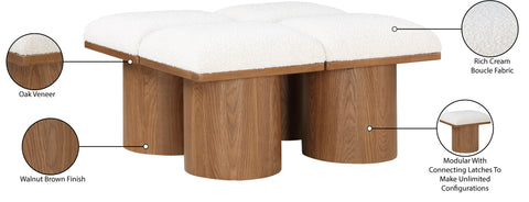 Celine Cream Boucle Fabric Upholstered Bench, 4-Piece (Style 11)