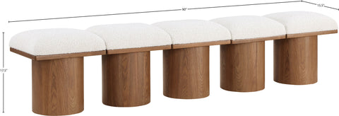 Celine Cream Boucle Fabric Upholstered Bench, 5-Piece (Style 5)