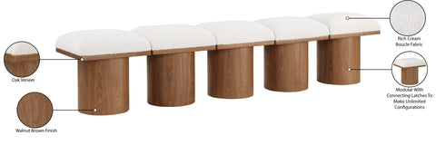 Celine Cream Boucle Fabric Upholstered Bench, 5-Piece (Style 5)