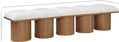 Celine Cream Boucle Fabric Upholstered Bench, 5-Piece (Style 6)