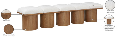 Celine Cream Boucle Fabric Upholstered Bench, 5-Piece (Style 6)