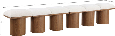 Celine Cream Boucle Fabric Upholstered Bench, 6-Piece (Style 9)
