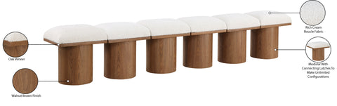 Celine Cream Boucle Fabric Upholstered Bench, 6-Piece (Style 9)