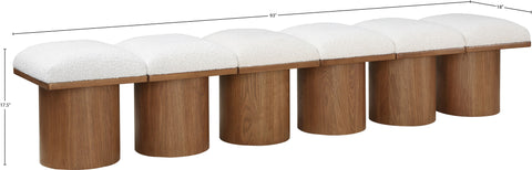 Celine Cream Boucle Fabric Upholstered Bench, 6-Piece (Style 10)