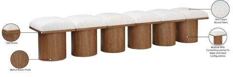 Celine Cream Boucle Fabric Upholstered Bench, 6-Piece (Style 10)