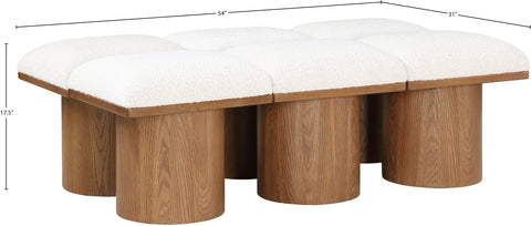 Celine Cream Boucle Fabric Upholstered Bench, 6-Piece (Style 11)