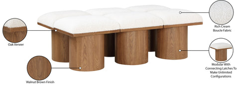 Celine Cream Boucle Fabric Upholstered Bench, 6-Piece (Style 11)