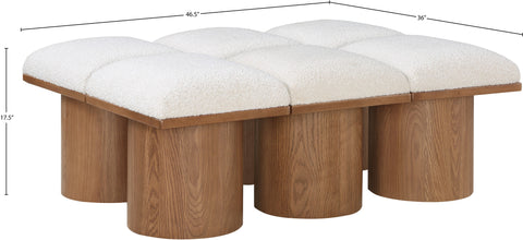 Celine Cream Boucle Fabric Upholstered Bench, 6-Piece (Style 12)
