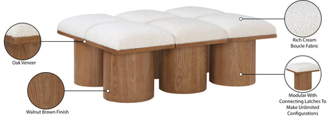 Celine Cream Boucle Fabric Upholstered Bench, 6-Piece (Style 12)