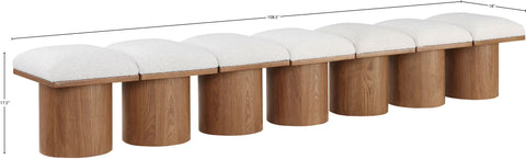Celine Cream Boucle Fabric Upholstered Bench, 7-Piece (Style 6)