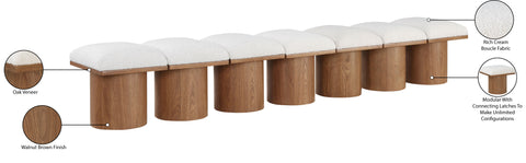 Celine Cream Boucle Fabric Upholstered Bench, 7-Piece (Style 6)