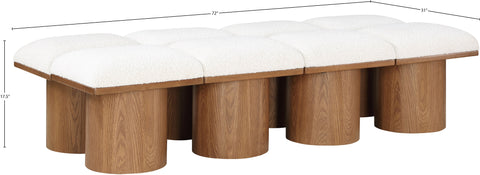Celine Cream Boucle Fabric Upholstered Bench, 8-Piece (Style 5)