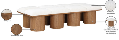 Celine Cream Boucle Fabric Upholstered Bench, 8-Piece (Style 5)