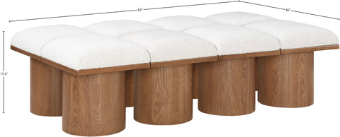 Celine Cream Boucle Fabric Upholstered Bench, 8-Piece (Style 6)