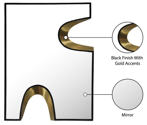 Waverly 28" Black Gold Accent Mirror, 1 Piece