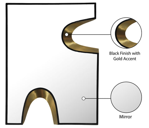 Waverly 36" Black Gold Accent Mirror, 1 Piece