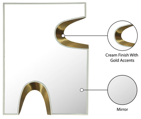 Waverly 28" Cream Gold Accent Mirror, 1 Piece