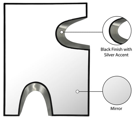 Waverly 36" Black Silver Accent Mirror, 1 Piece