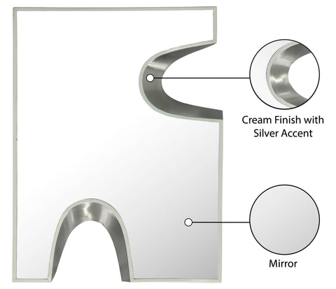 Waverly 28" Cream Silver Accent Mirror, 1 Piece