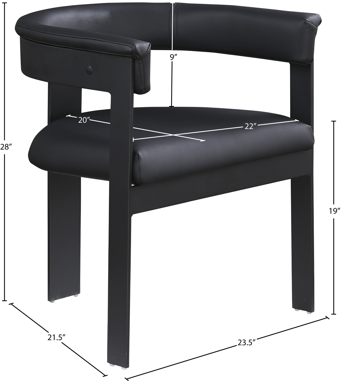 bubble black vegan leather dining chair