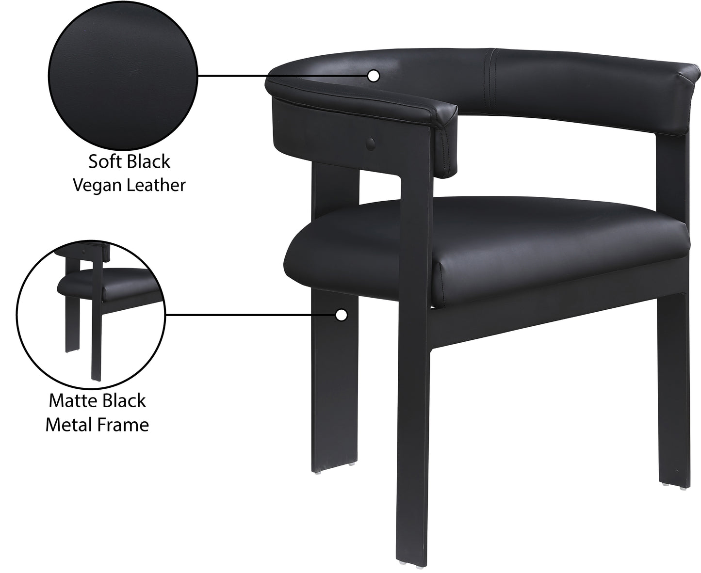 bubble black vegan leather dining chair