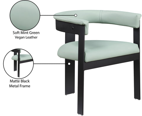Nova Mint Green Vegan Leather Upholstered Dining Chair, 2-Piece