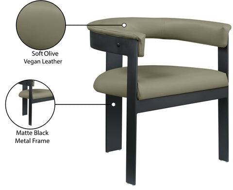Nova Olive Green Vegan Leather Upholstered Dining Chair, 2-Piece