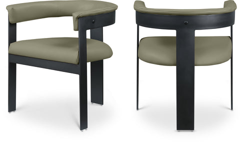 Nova Olive Green Vegan Leather Upholstered Dining Chair, 2-Piece