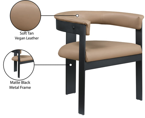 Nova Tan Vegan Leather Upholstered Dining Chair, 2-Piece