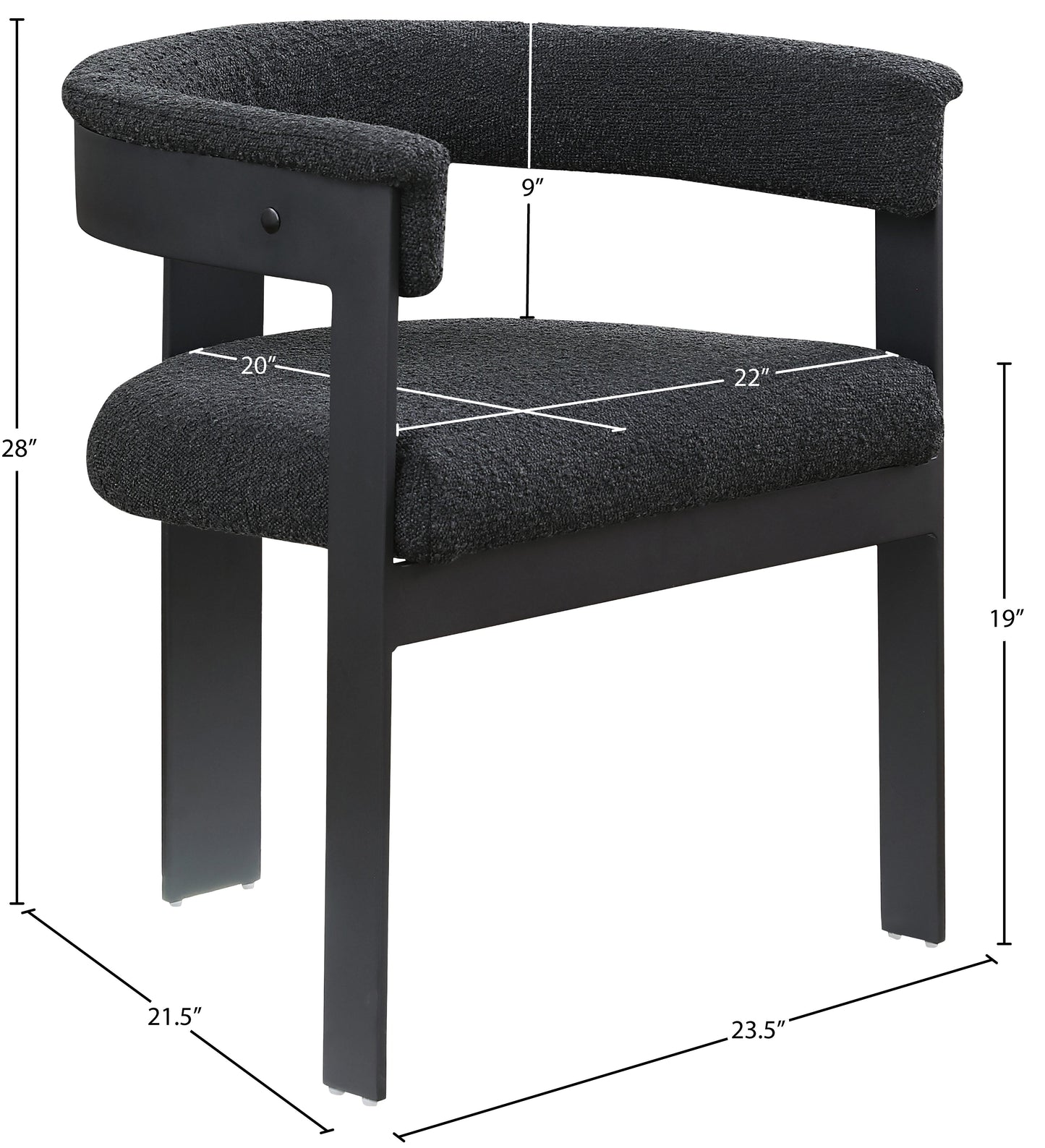 bubble black boucle fabric dining chair