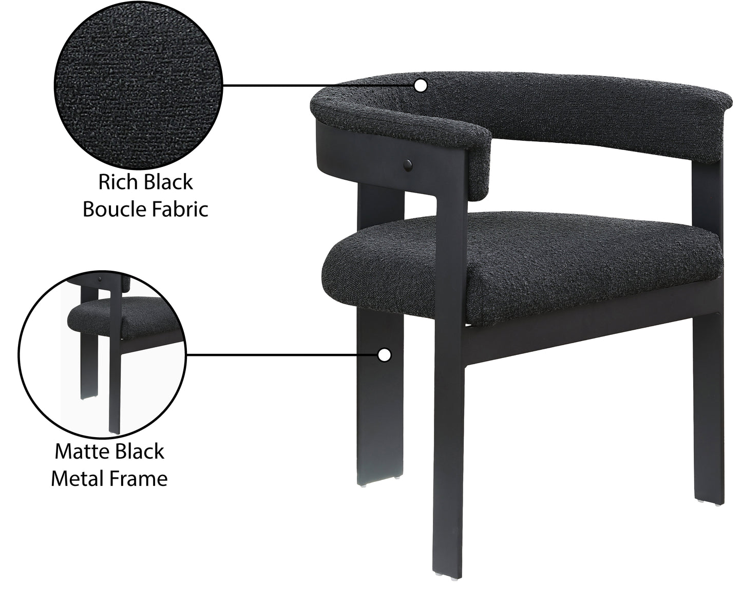 bubble black boucle fabric dining chair