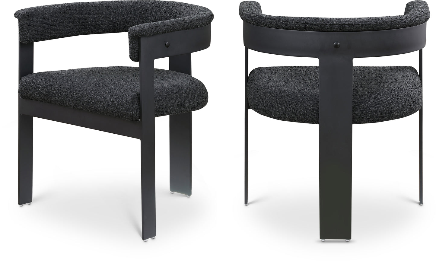 bubble black boucle fabric dining chair