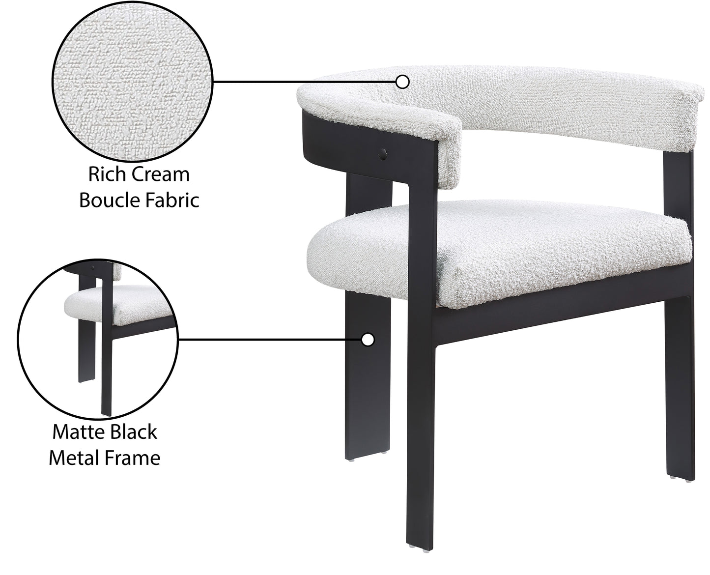 bubble cream boucle fabric dining chair