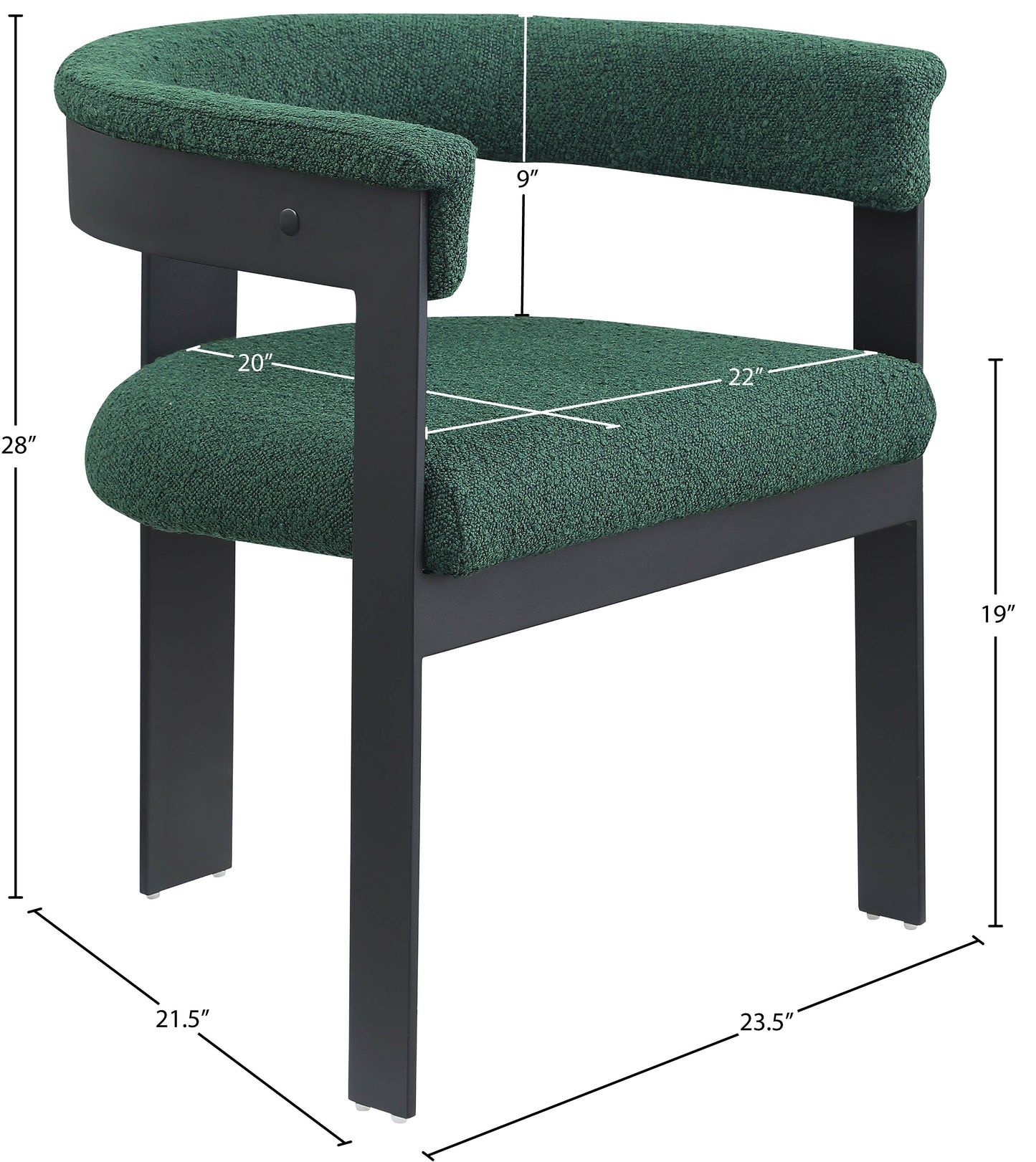 bubble green boucle fabric dining chair