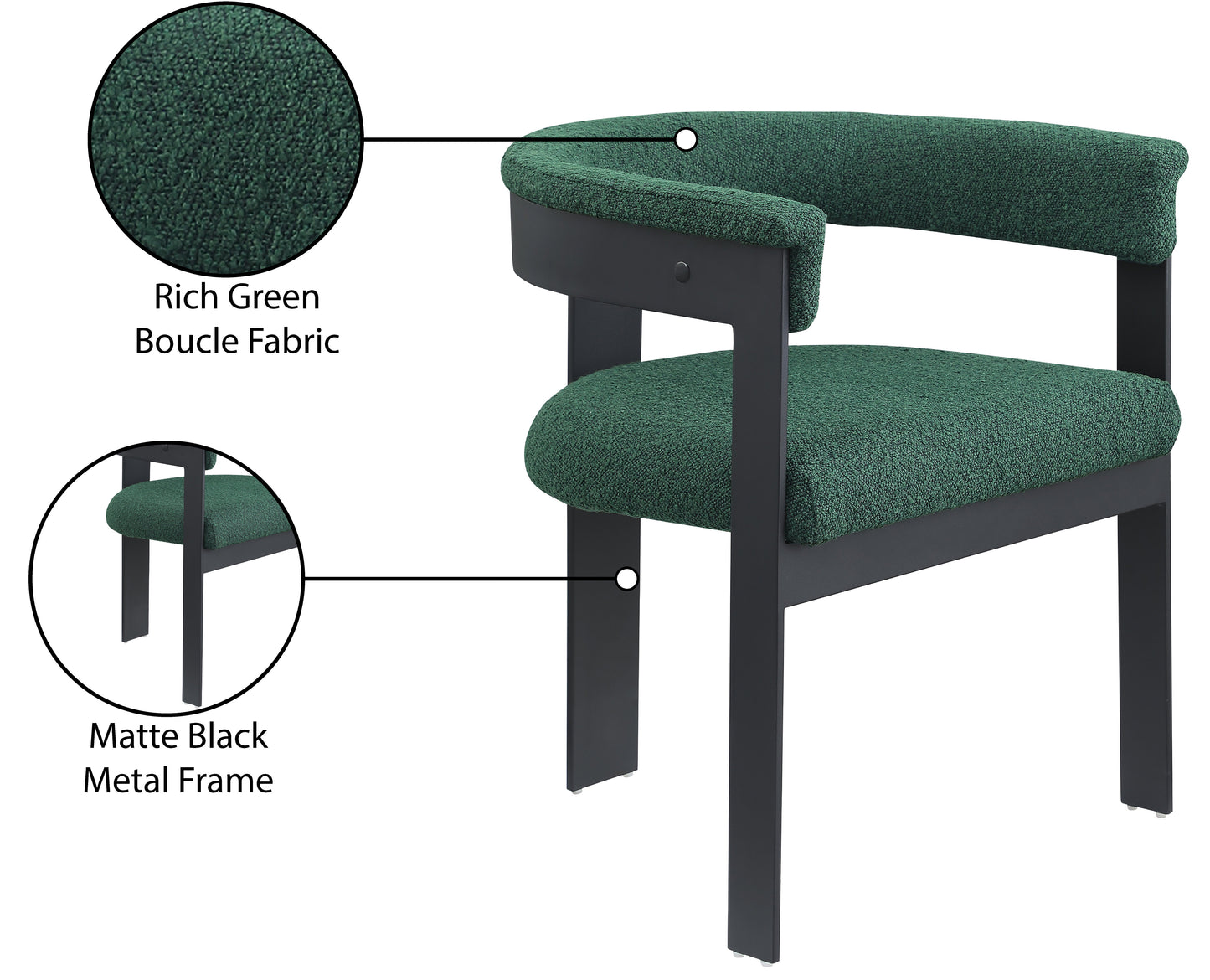 bubble green boucle fabric dining chair