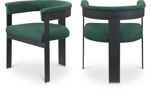 Nova Green Boucle Fabric Upholstered Dining Chair, 2-Piece