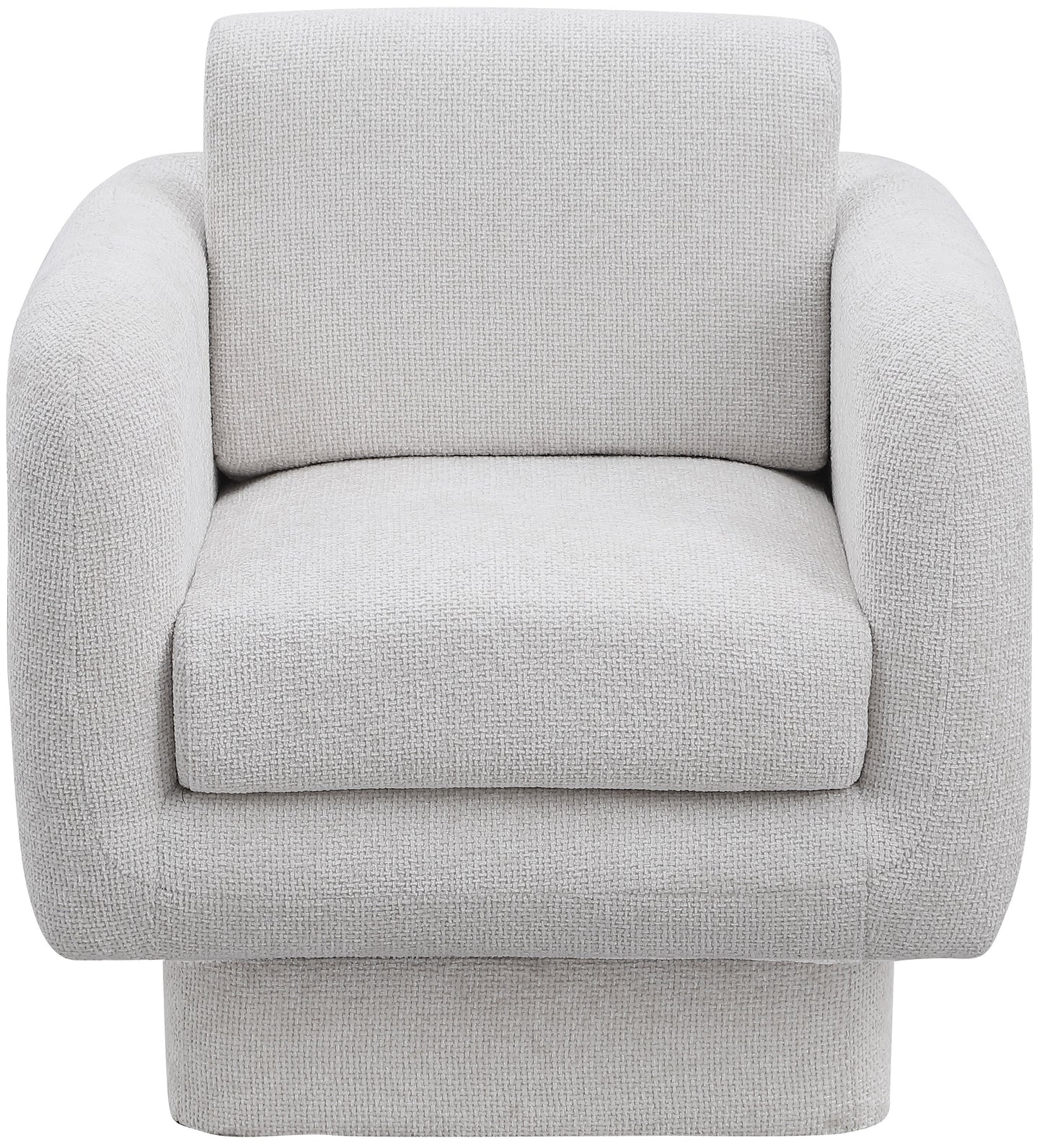 joel cream chenille fabric swivel accent chair cream