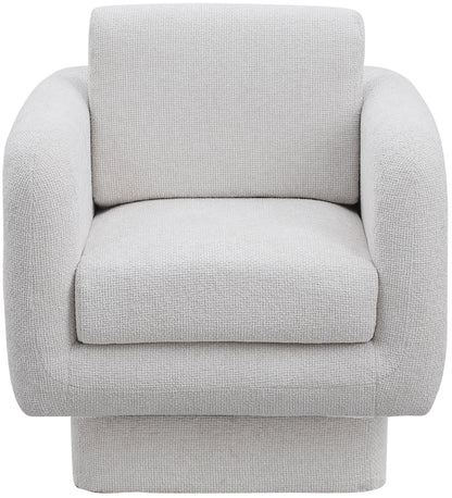 Joel Cream Chenille Fabric Swivel Accent Chair Cream