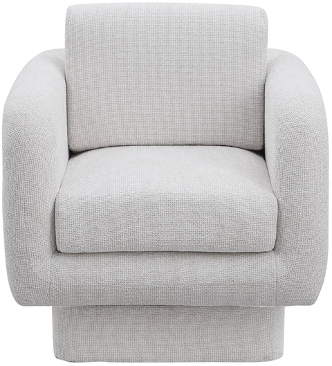 Joel Cream Chenille Fabric Swivel Accent Chair Cream