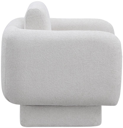 Joel Cream Chenille Fabric Swivel Accent Chair Cream