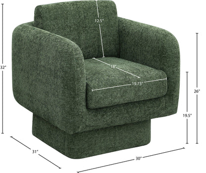 Joel Green Chenille Fabric Swivel Accent Chair Green