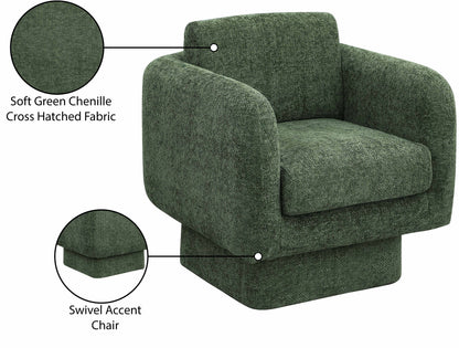 Joel Green Chenille Fabric Swivel Accent Chair Green