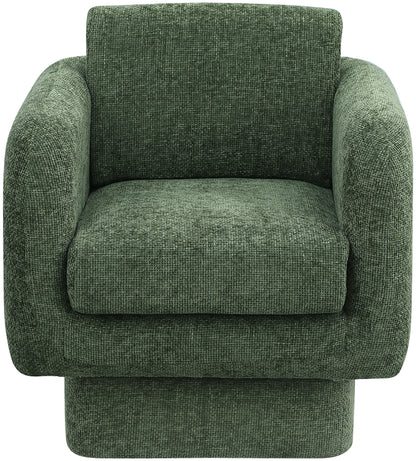 Joel Green Chenille Fabric Swivel Accent Chair Green