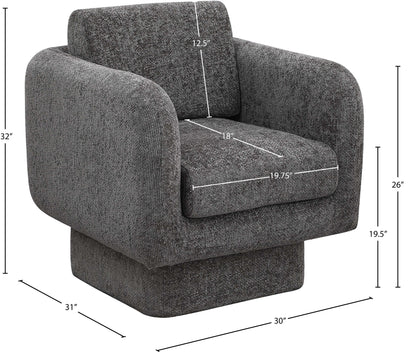 Joel Grey Chenille Fabric Swivel Accent Chair Grey