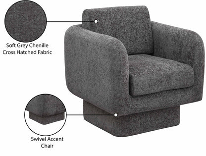 Joel Grey Chenille Fabric Swivel Accent Chair Grey