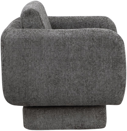 Joel Grey Chenille Fabric Swivel Accent Chair Grey