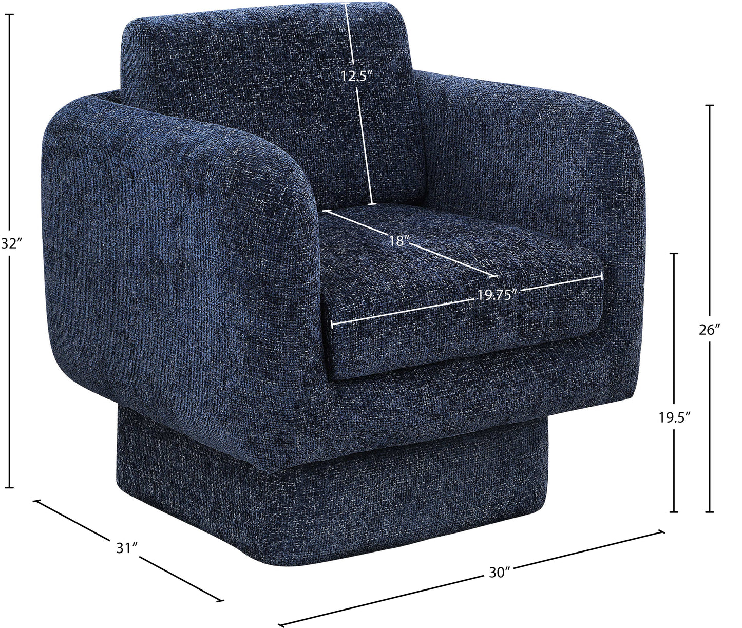 joel navy chenille fabric swivel accent chair navy