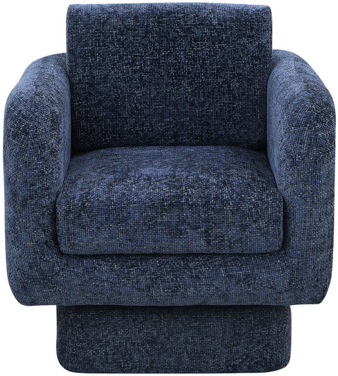 Joel Navy Chenille Fabric Swivel Accent Chair Navy